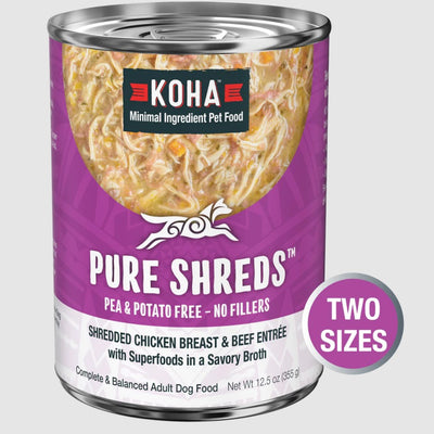 Koha Pure Shreds Shredded Chicken Breast And Beef Entrée , Wet Dog Food, Case Of 12