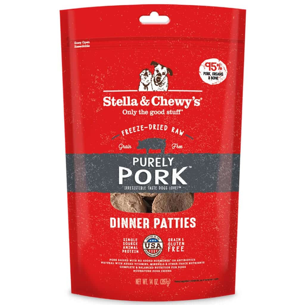 Stella & Chewy's Purely Pork Freeze-Dried Raw Dinner Patties Dog Food, 14-oz Bag