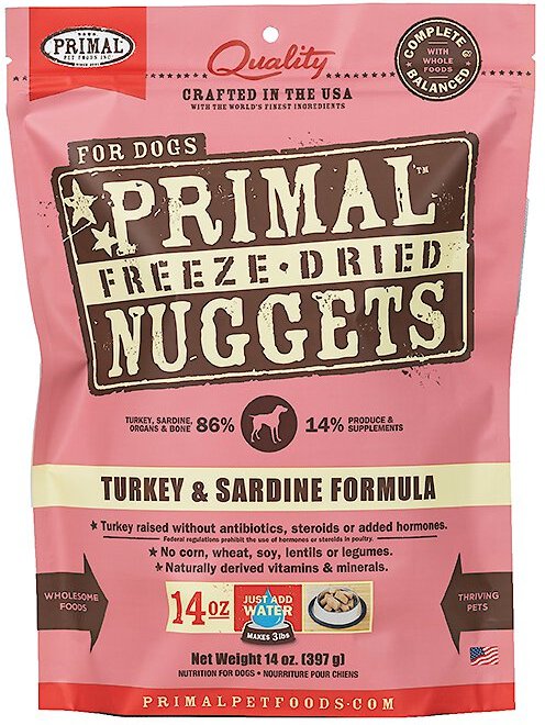 Primal Freeze-Dried Raw Nuggets Turkey & Sardine Dog Food