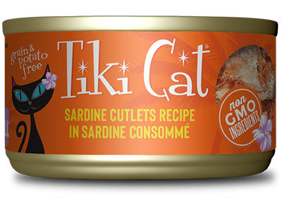 Tiki Cat Tahitian Grill, Sardine Cutlets in Sardine Consomme Recipe, Wet Cat Food, 2.8-oz Case of 12
