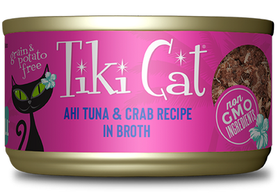 Tiki Cat Hana Grill, Ahi Tuna And Crab In Broth Recipe, Wet Cat Food, 2.8-oz Case of 12