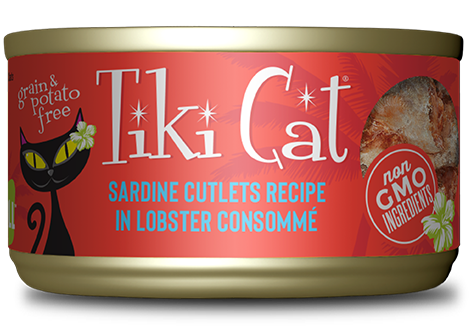 Tiki Cat Bora Bora Grill, Sardine Cutlets in Lobster Consomme Recipe, Wet Cat Food, 2.8-oz Case of 12
