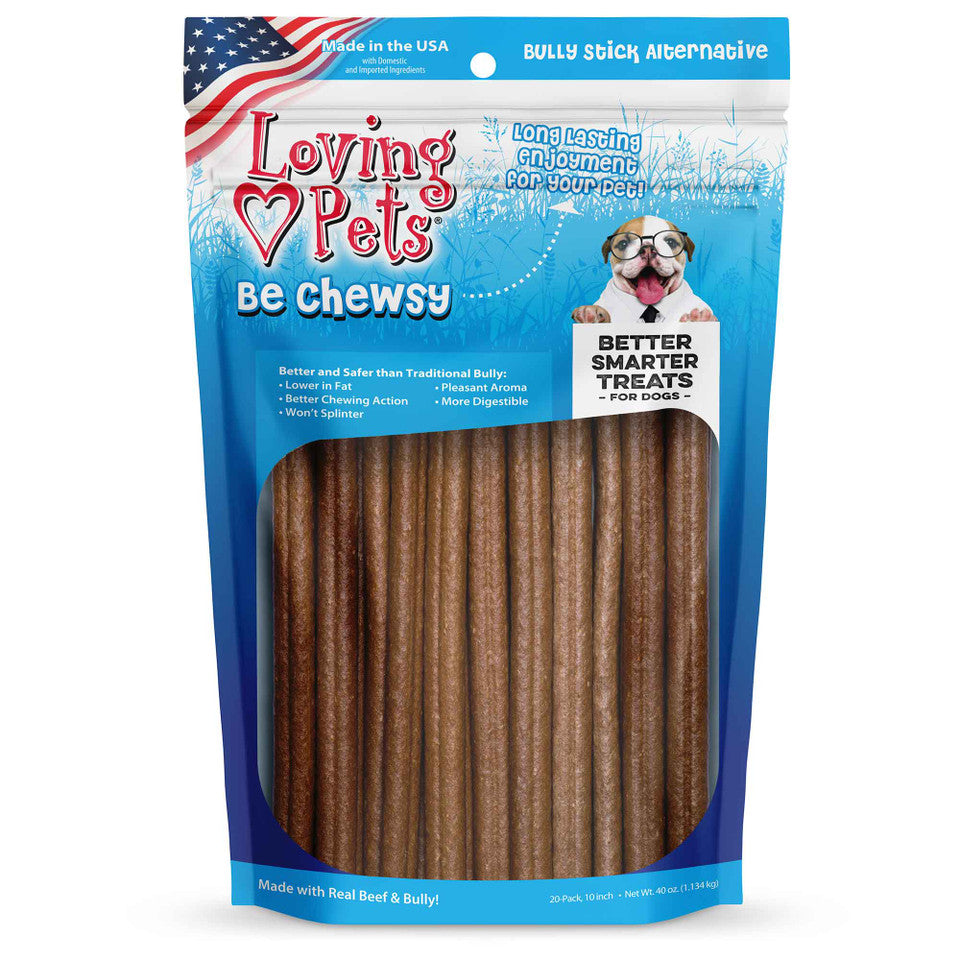 Loving Pets Be Chewsy Bully Stick Alternative Chews 10-Inch, Dog Chews