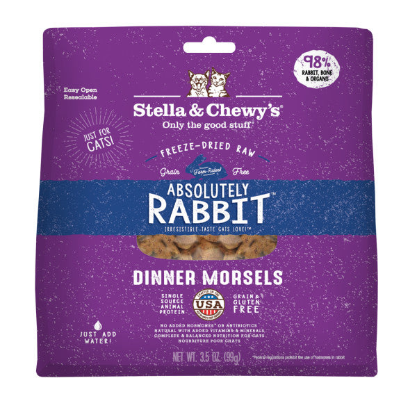 Stella & Chewy's Freeze-Dried Morsels for Cats - Absolutely Rabbit Recipe, Freeze-Dried Raw Cat Food