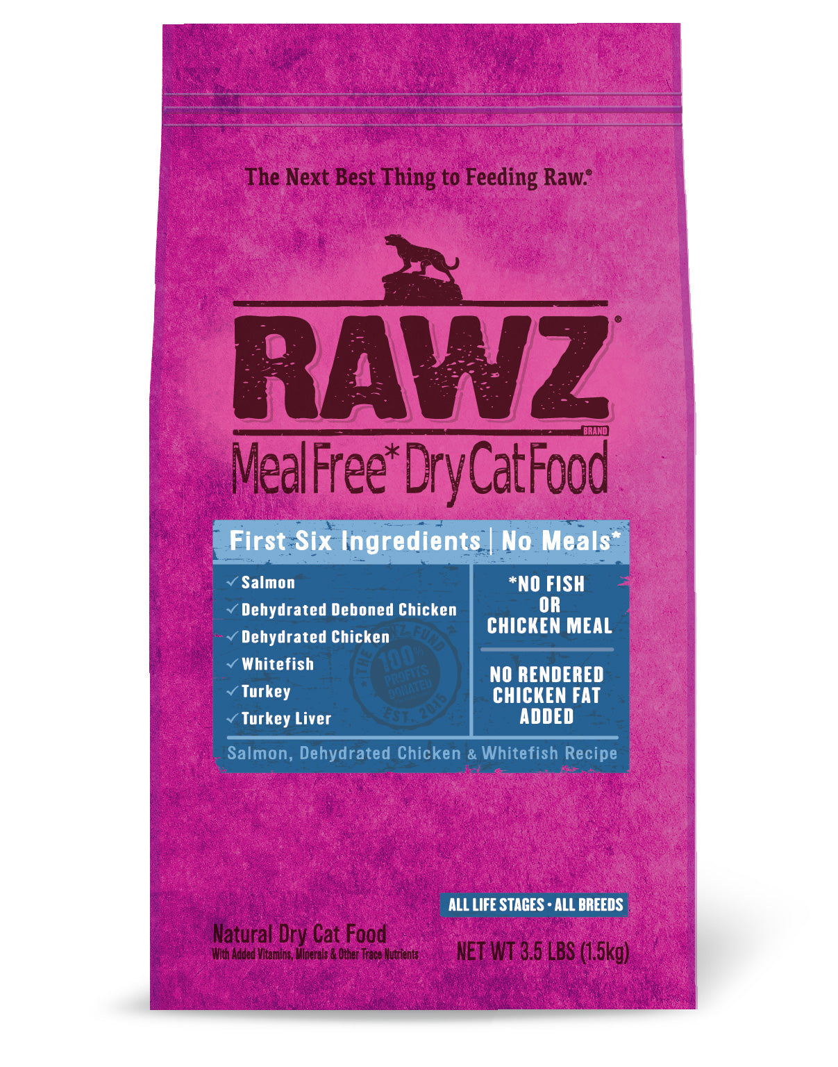 Rawz Meal Free Dehydrated Chicken, Salmon, and Whitefish Recipe, Dry Cat Food
