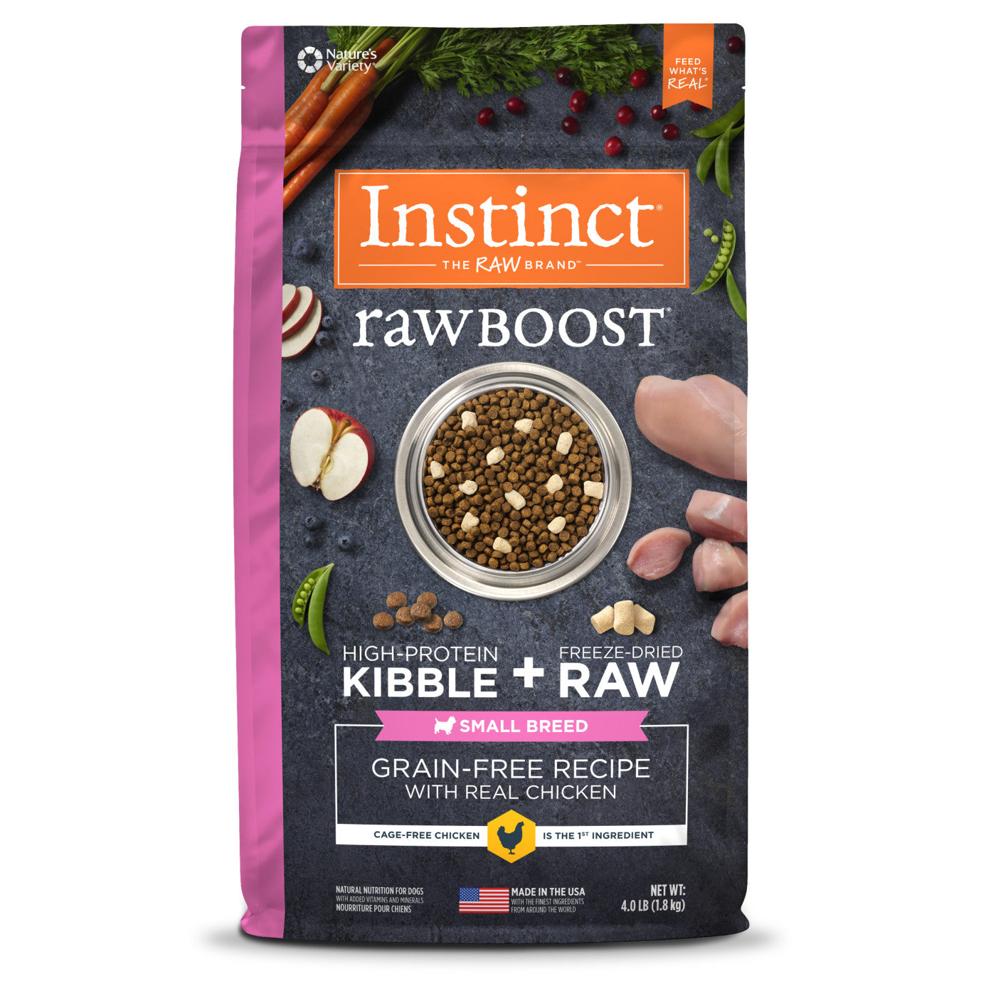 Instinct Raw Boost Grain-Free Real Chicken For Small Breeds Recipe 4-lb, Dry Dog Food