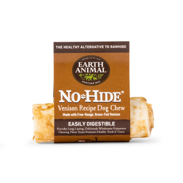 Earth Animal No-Hide Cage-Free Venison Natural Rawhide Alternative Dog Chews, 4-in