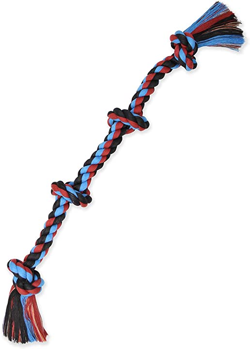 Mammoth Flossy Chews 4-Knot Rope Tug, X-Large, 31-Inch - Assorted Colors