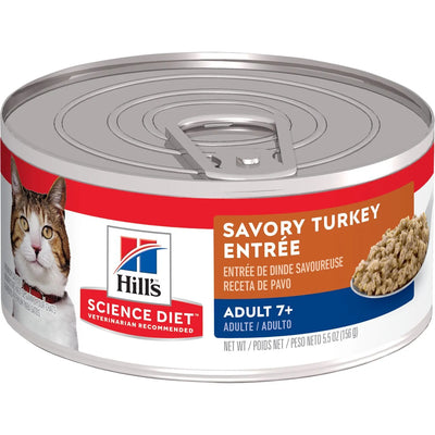 Hill's® Science Diet® Adult 7+ Savory Turkey Entrée, Wet Cat Food, 5.5-oz Case of 24