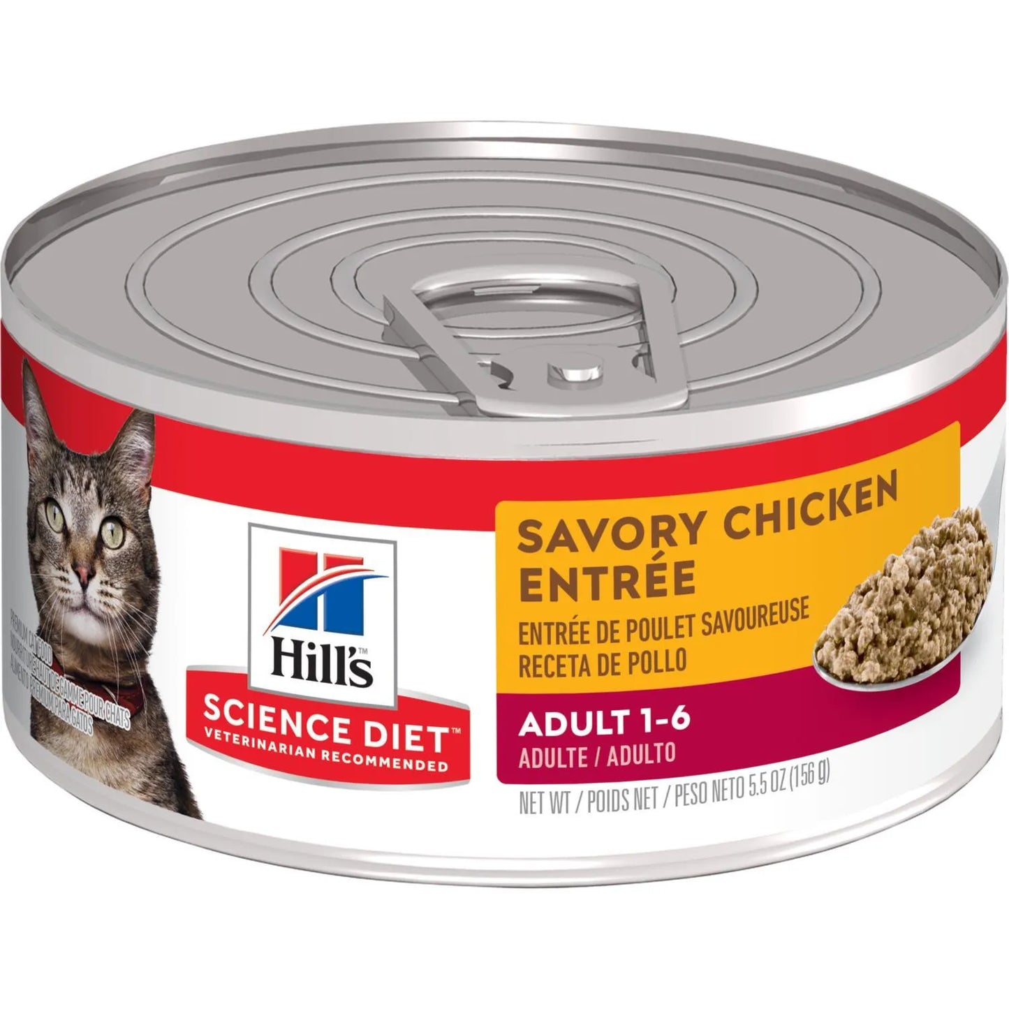 Science Diet® Adult Savory Chicken Entrée, Wet Cat Food, 5.5-oz Case of 24