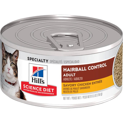 Hill's® Science Diet® Adult Hairball Control Savory Chicken Entrée, Wet Cat Food, 5.5-oz Case of 24