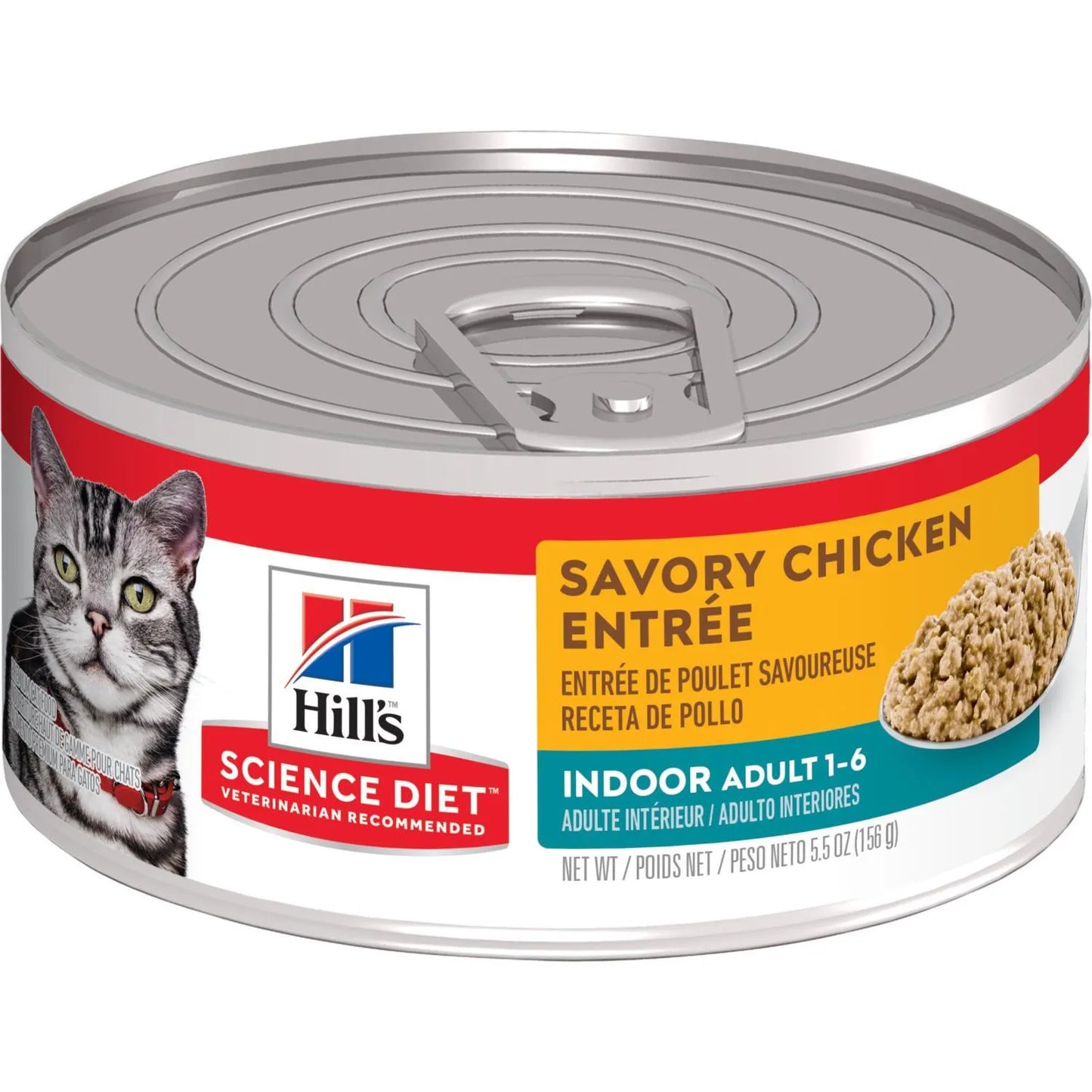 Science Diet® Adult Indoor Savory Chicken Entrée, Wet Cat Food, 5.5-oz Case of 24