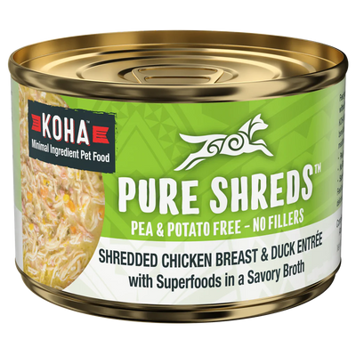 Koha Pure Shreds Shredded Chicken Breast And Duck Entrée , Wet Dog Food, Case Of 12