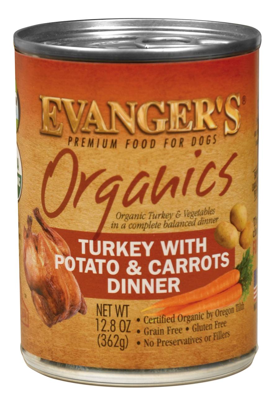 Evanger's Organic Turkey Dinner, Wet Dog Food, 12.5-oz Case of 12