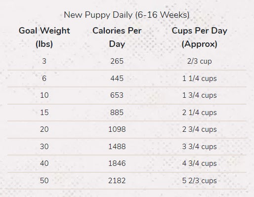 Merrick puppy outlet food chart