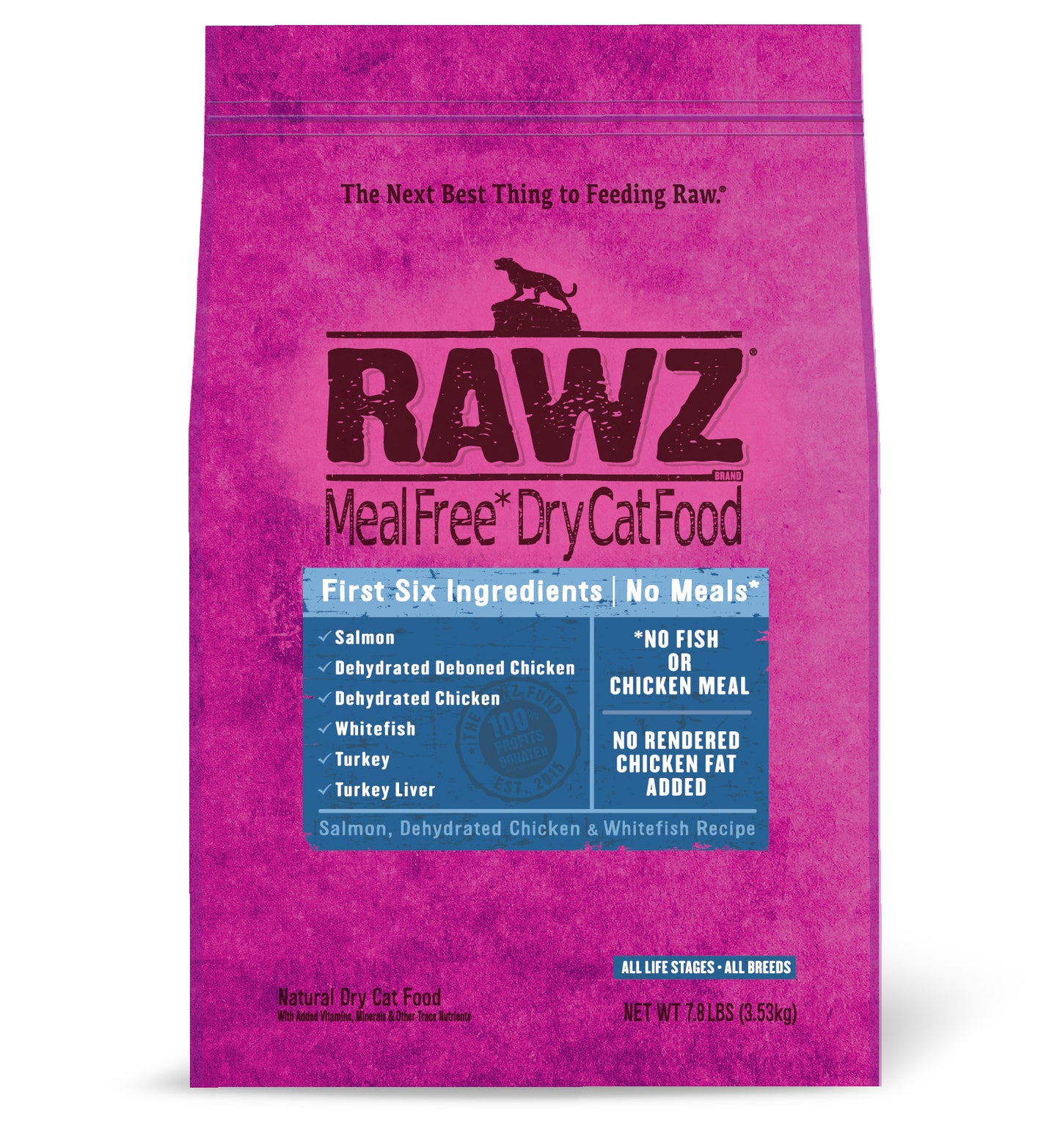 Rawz Meal Free Dehydrated Chicken, Salmon, and Whitefish Recipe, Dry Cat Food