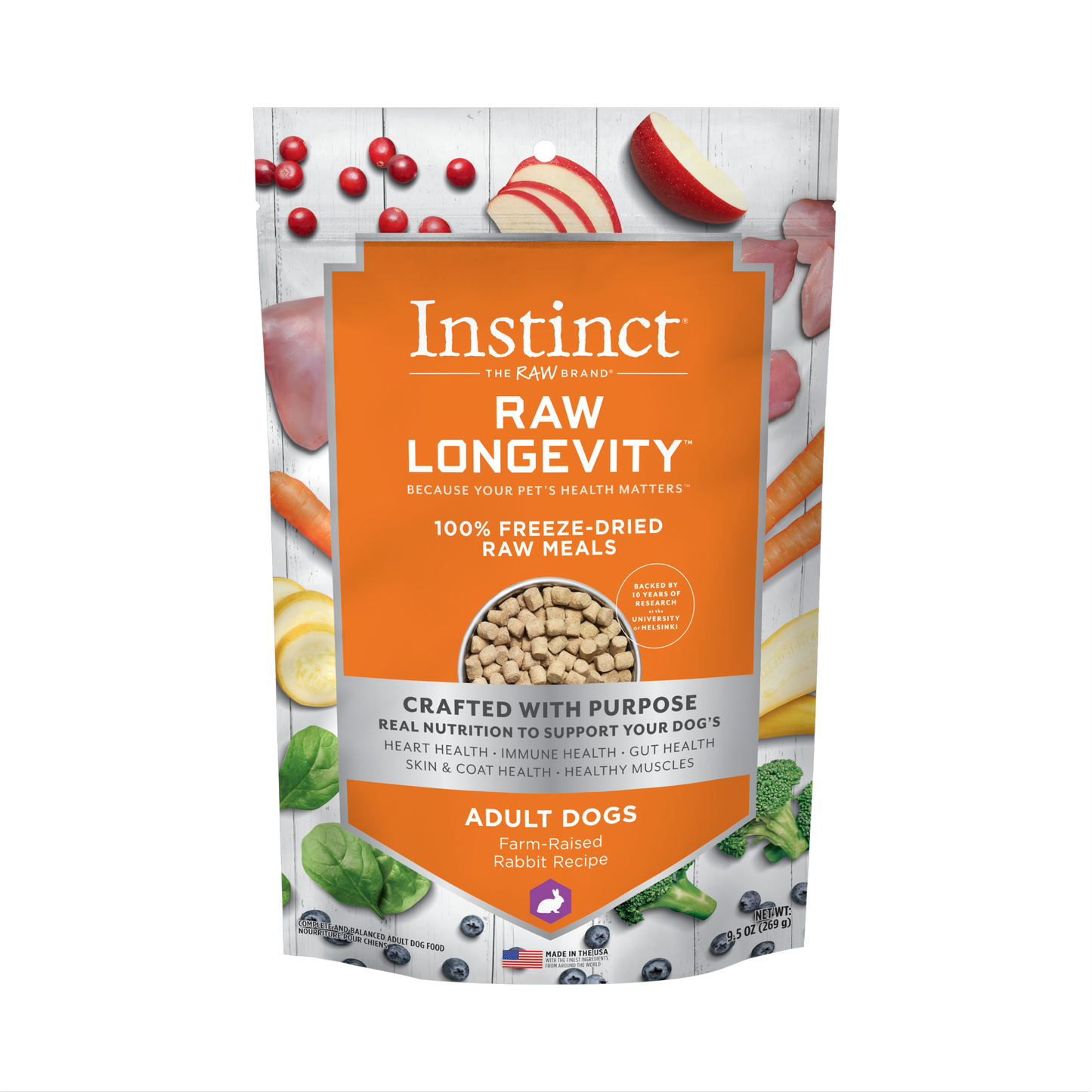 Instinct Raw Longevity Adult Freeze-Dried Rabbit Bites Dog Food, 9.5-oz Bag