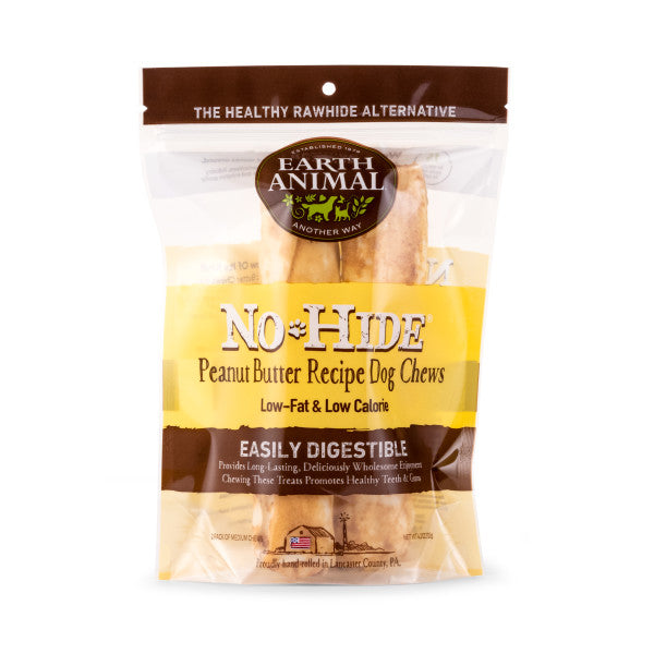 Earth Animal No-Hide Cage-Free Peanut Butter Natural Rawhide Alternative Dog Chews, 7-in