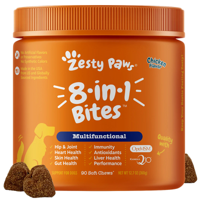 Zesty Paws 8-in-1 Multivitamin Bites, Functional Dog Supplement, 90-Count