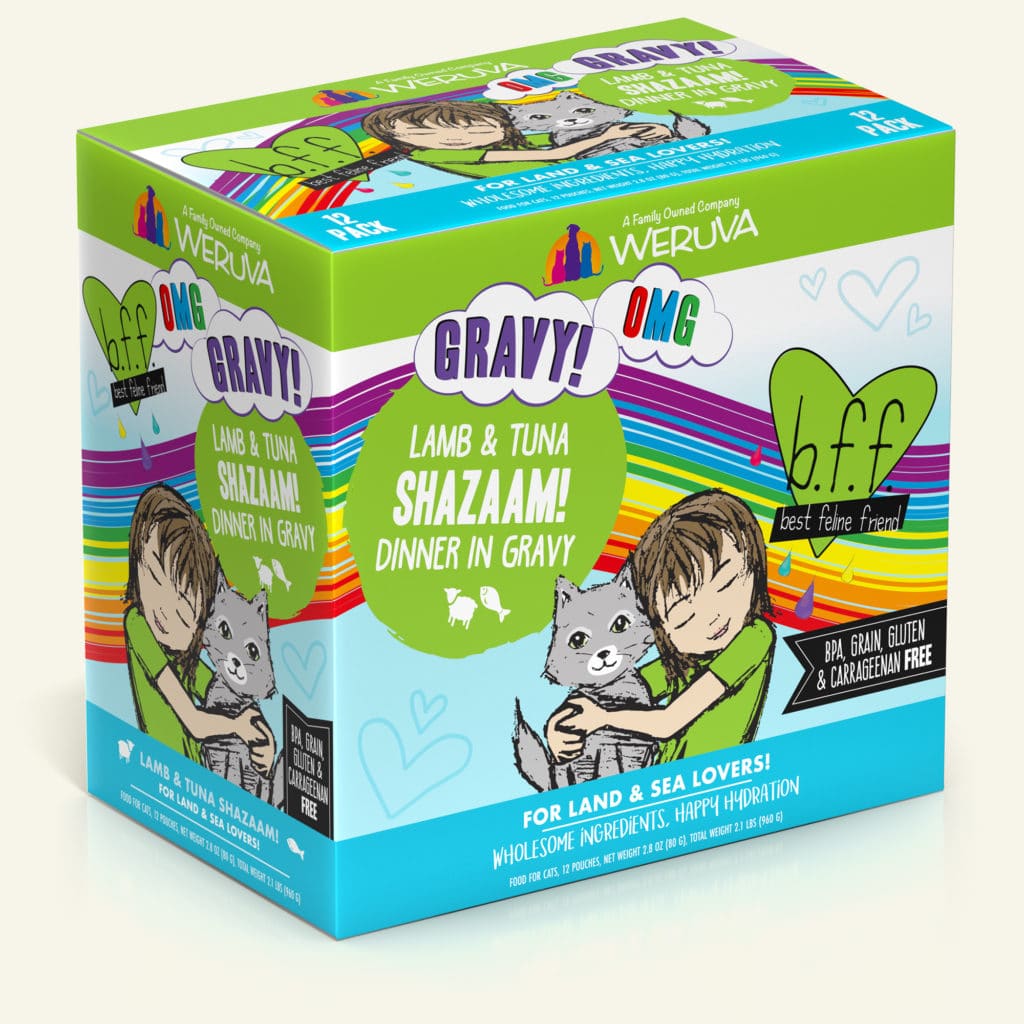 Weruva BFF OMG Gravy! Shazaam! Lamb And Tuna Dinner in Gravy, 2.8-oz Pouch, Wet Cat Food