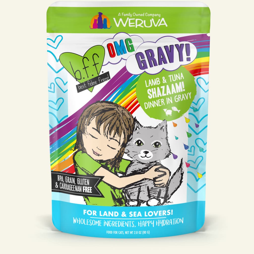 Weruva BFF OMG Gravy! Shazaam! Lamb And Tuna Dinner in Gravy, 2.8-oz Pouch, Wet Cat Food