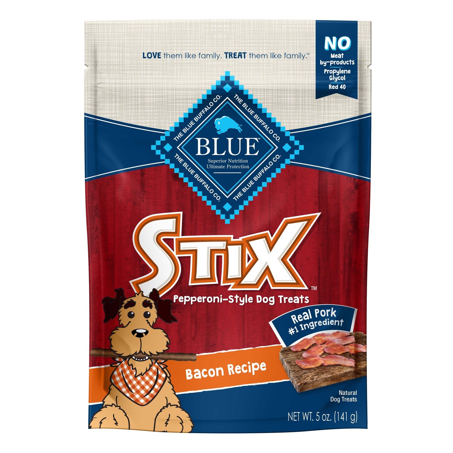 Blue Buffalo Stix Natural Soft-Moist Dog Treats, Bacon Recipe, 5oz Bag