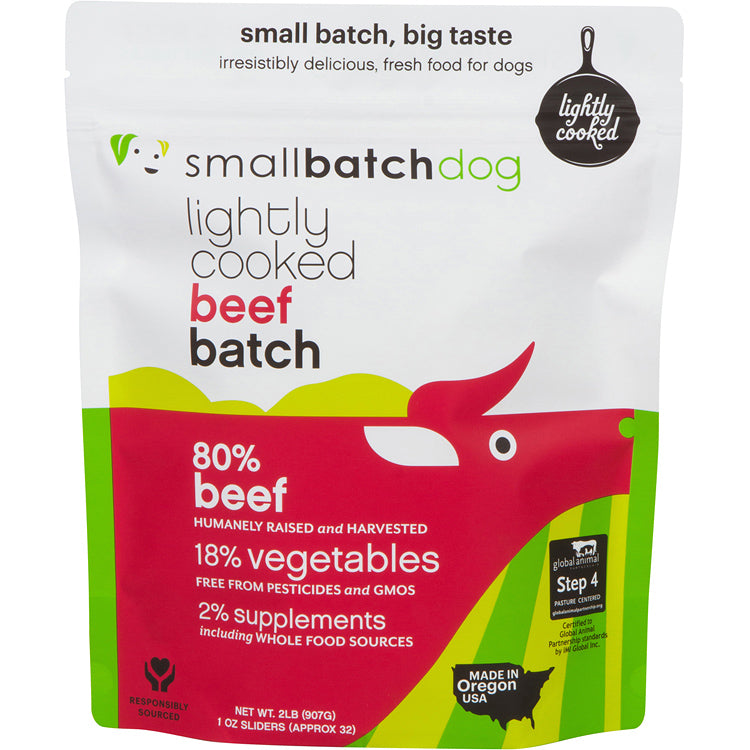 Smallbatch Lightly Cooked Frozen Dog Food, Beefbatch Sliders