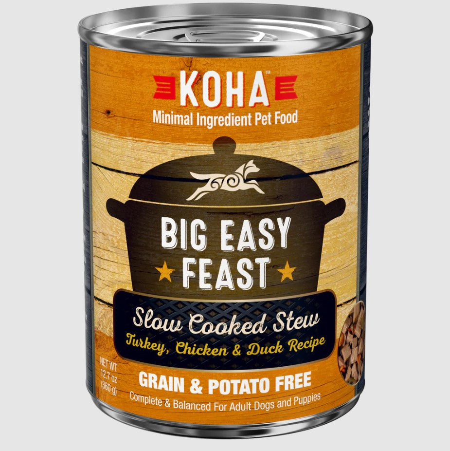 Koha Big Easy Feast Slow Cooked Stew Turkey, Chicken, And Duck, Wet Dog Food, 12.7-Oz Case Of 12