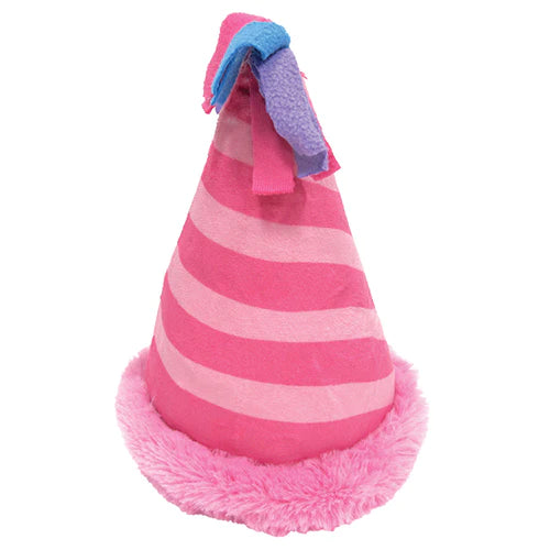 Foufit Pink Birthday Hat Crinkle Plush, Dog Toy