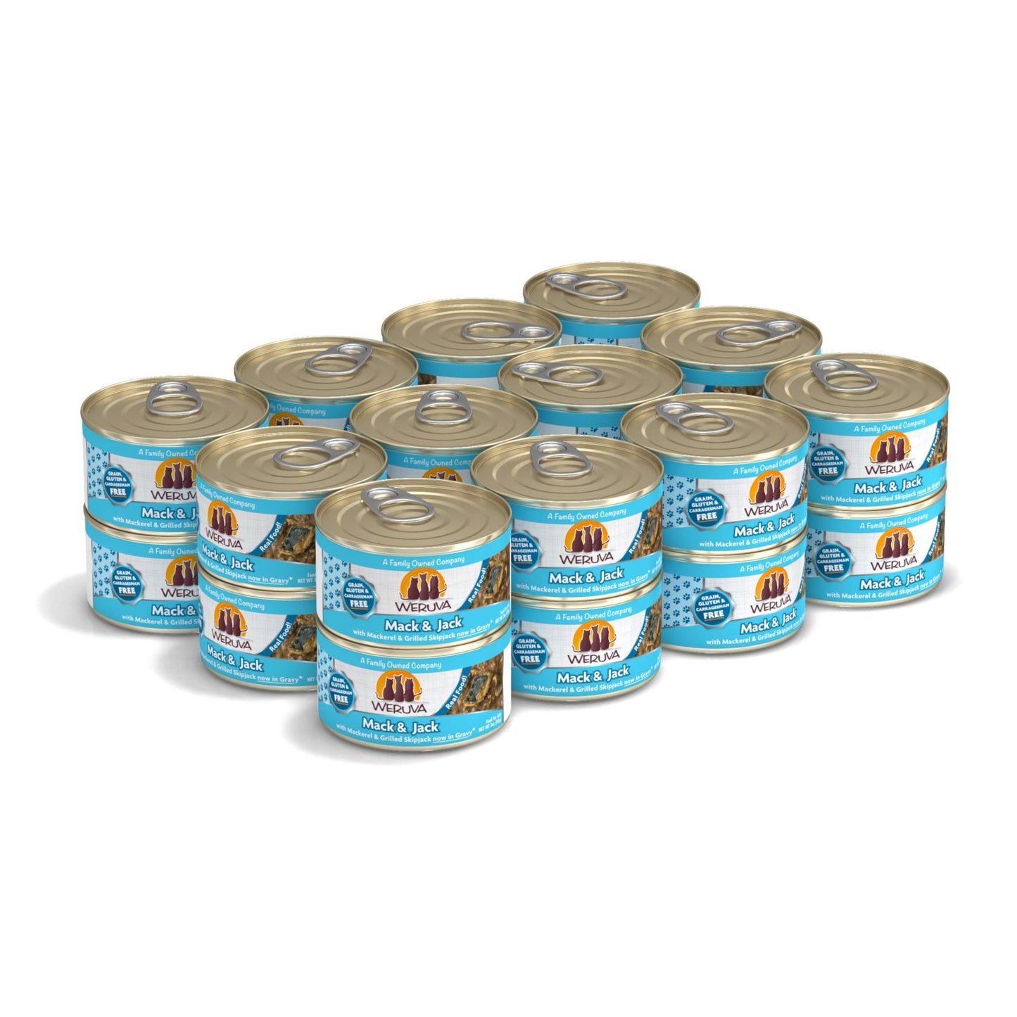 Weruva Mack and Jack with Mackerel and Grilled Skipjack in Gravy, Wet Cat Food, 3-oz Case of 24