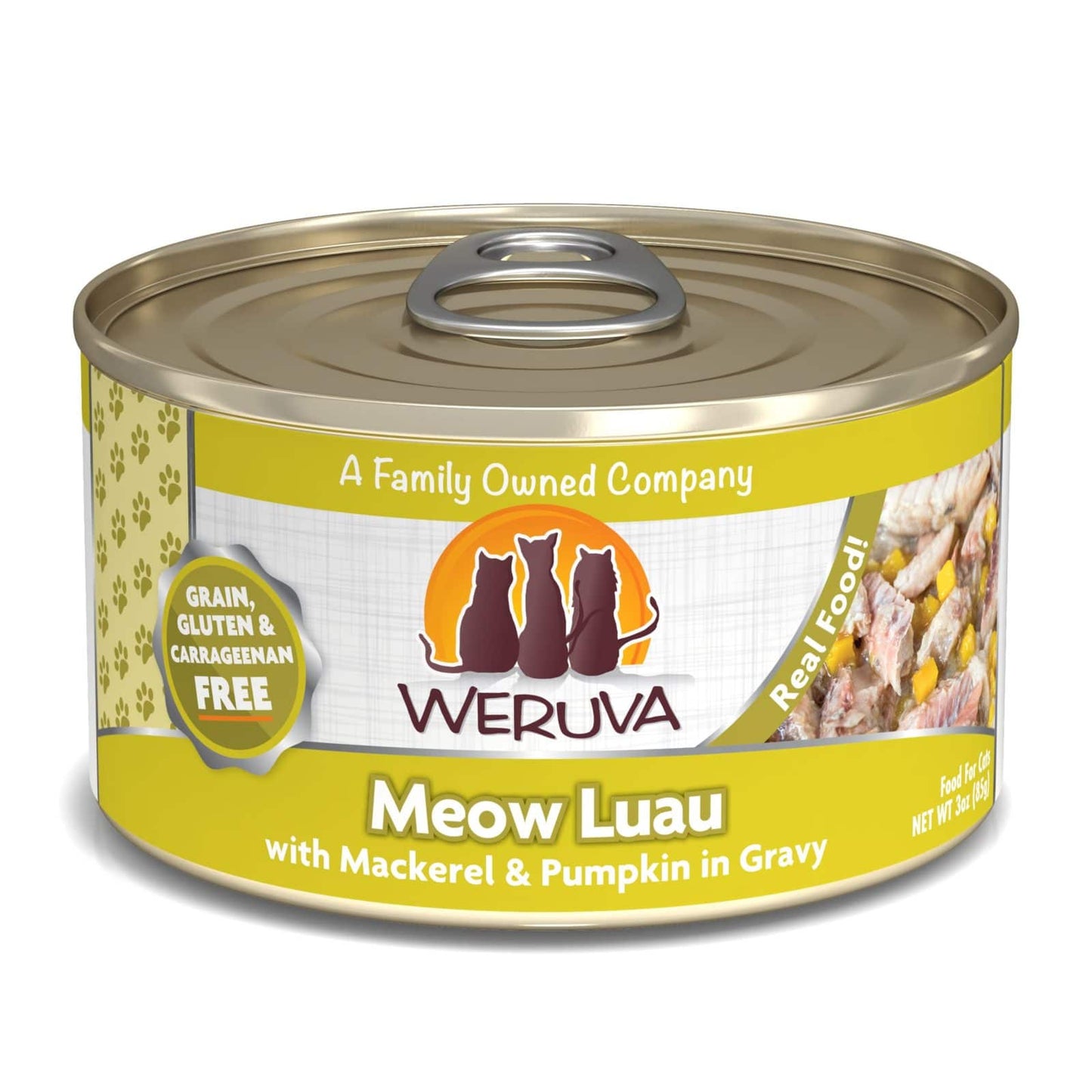 Weruva Meow Luau with Mackerel and Pumpkin in Gravy, Wet Cat Food, 3-oz Case of 24