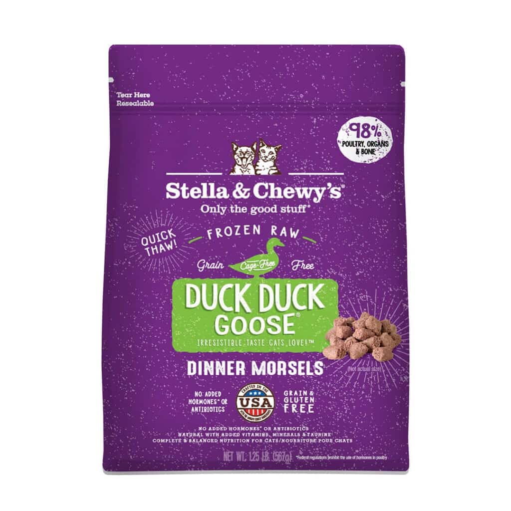 Stella & Chewy's Frozen Duck, Duck, Goose Morsels Cat Food, 1.25-lb bag