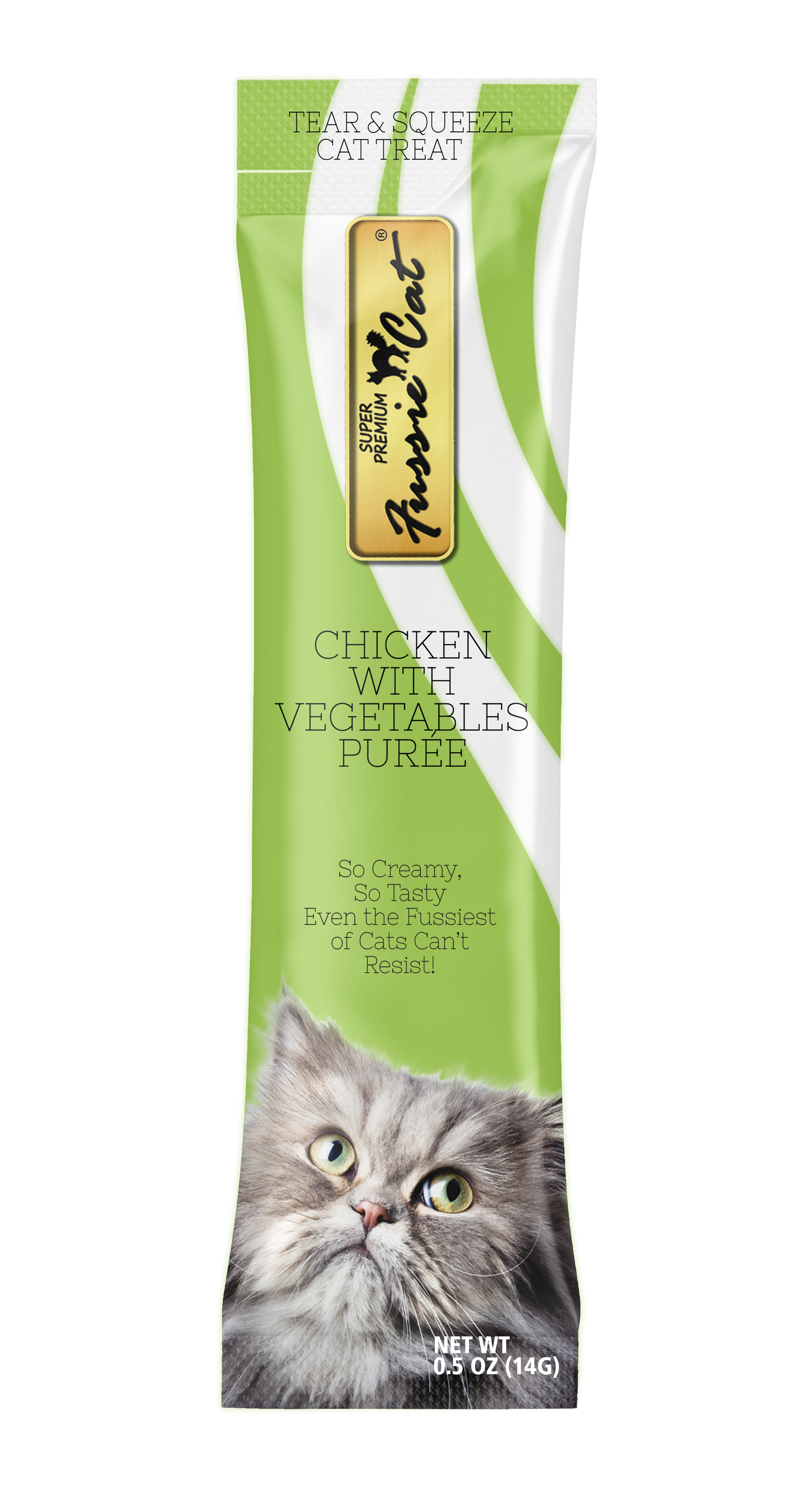 Fussie Cat Chicken With Vegetables Purée 0.5-oz, 4-Pack, Cat Treat