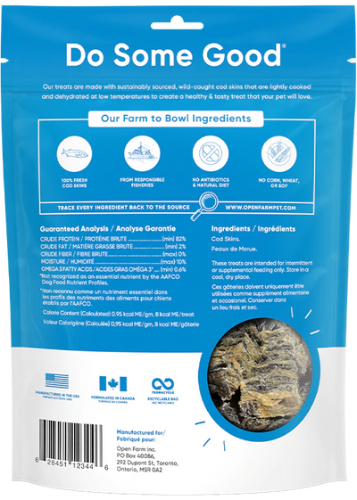 Open Farm Dehydrated Dog Treats, Cod Skin Recipe, 2.25-oz Bag