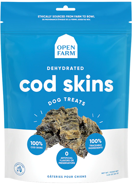 Open Farm Dehydrated Dog Treats, Cod Skin Recipe, 2.25-oz Bag