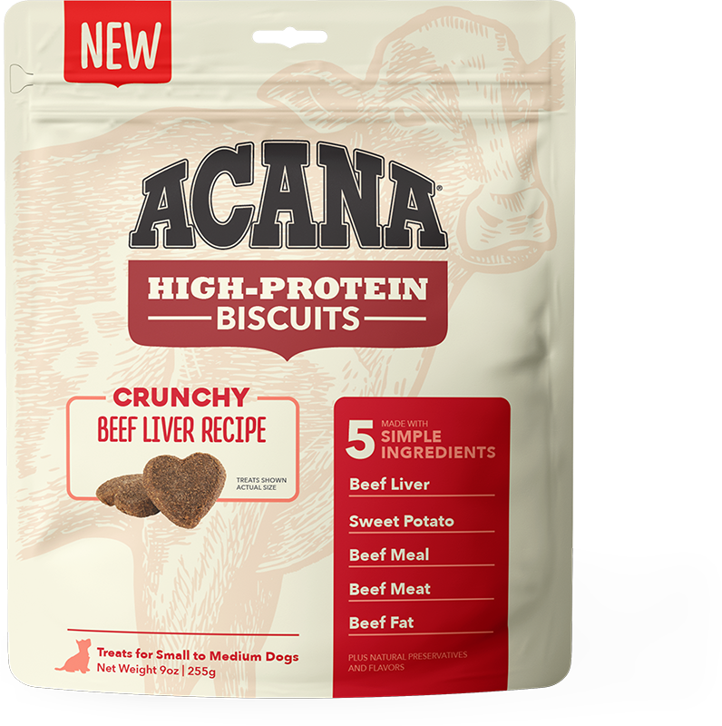 Acana High-Protein Biscuits, Beef Liver, For Small Breed Dogs, 9-oz Bag