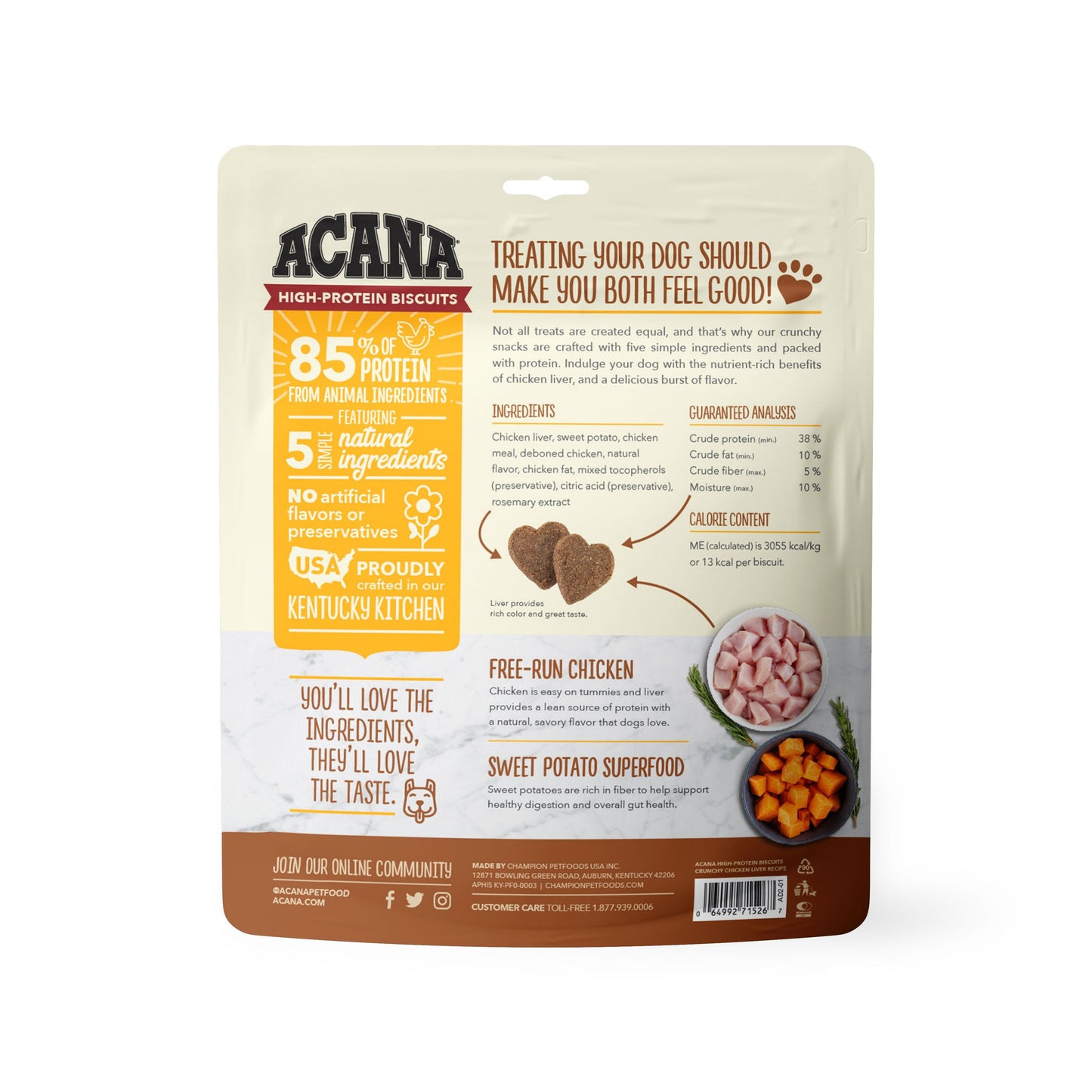 Acana High-Protein Biscuits, Chicken Liver, For Small Breed Dogs, 9-oz Bag