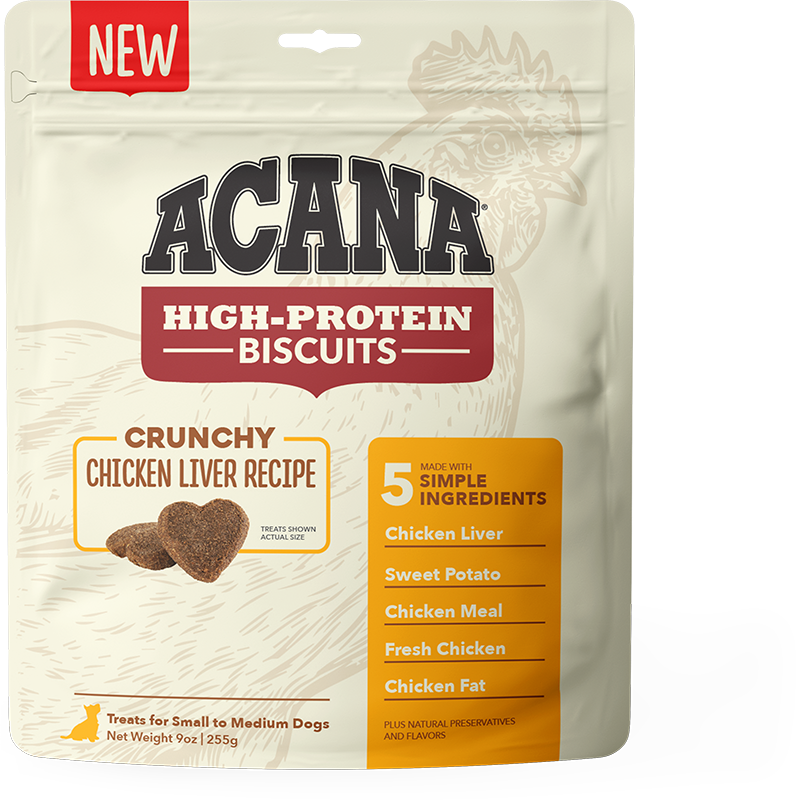 Acana High-Protein Biscuits, Chicken Liver, For Small Breed Dogs, 9-oz Bag