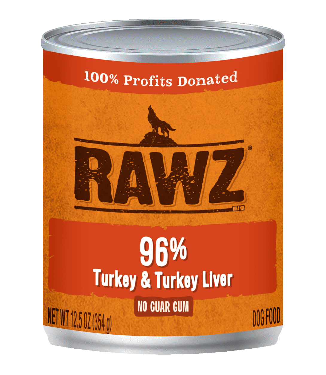 RAWZ® Steam Cooked 96% Turkey & Turkey Liver Recipe, Wet Dog Food, 12.5oz Case of 12