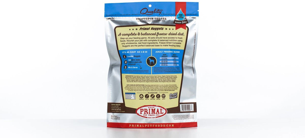 Primal Freeze-Dried Raw Nuggets Duck Dog Food