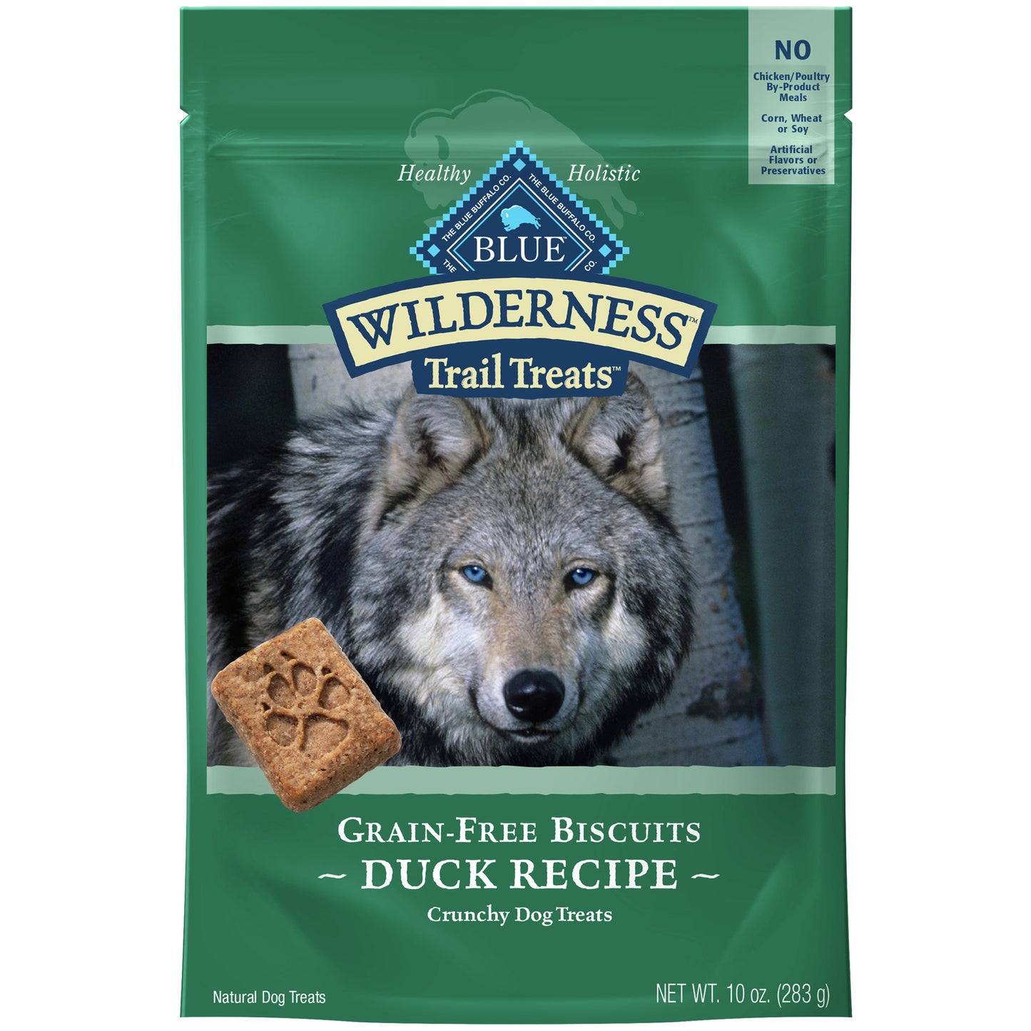 Blue Buffalo Wilderness Trail Treats High Protein Grain Free Crunchy Dog Treats Biscuits, Duck Recipe, 10-oz Bag