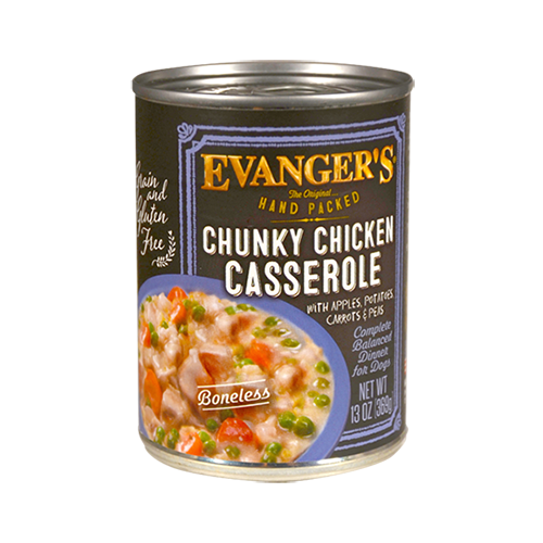Evangers Hand Packed Chunky Chicken Casserole Wet Food Topper, 12-oz, Case Of 12