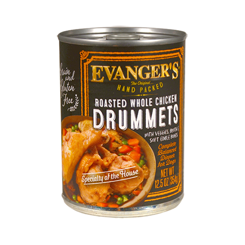 Evangers Hand Packed Roasted Whole Chicken Drummets Wet Food Topper, 12-oz, Case of 12