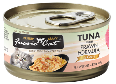 Fussie Cat Tuna With Prawn Formula in Gravy 2.82-oz, Wet Cat Food, Case Of 24