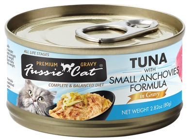 Fussie Cat Tuna With Small Anchovies Formula in Gravy 2.82-oz, Wet Cat Food, Case Of 24