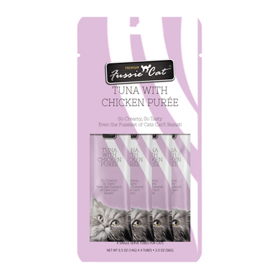 Fussie Cat Tuna With Chicken Purée 0.5-oz, 4-Pack, Cat Treat