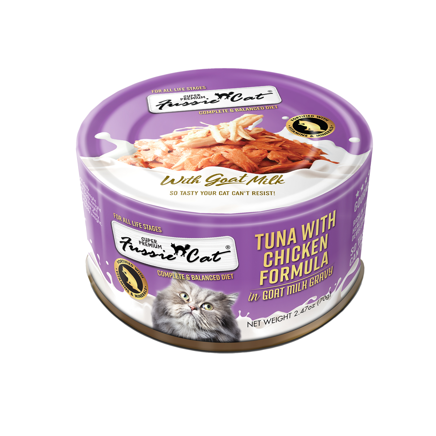 Fussie Cat Tuna With Chicken Formula In Goat Milk Gravy 2.47-oz, Wet Cat Food, Case Of 24