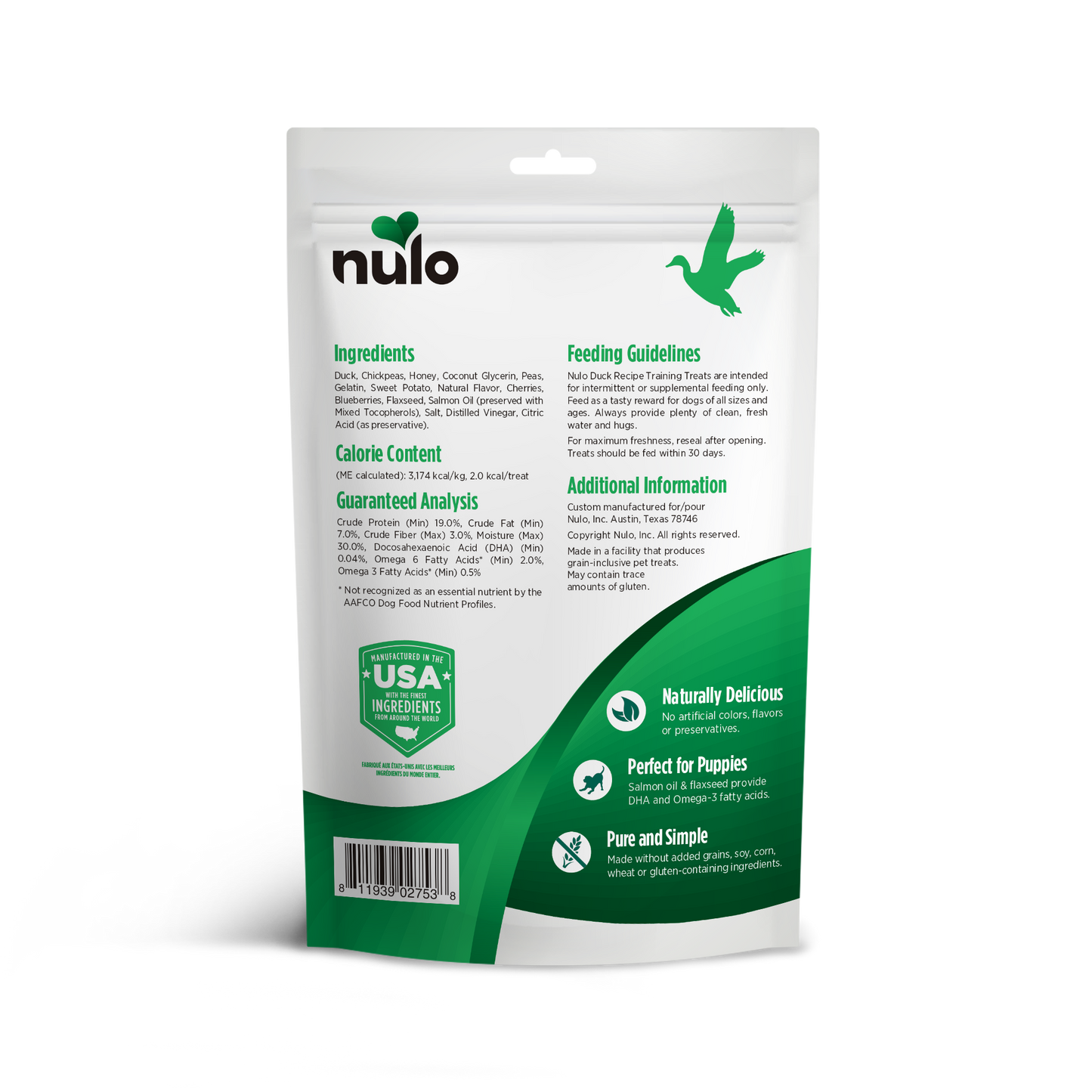 Nulo Trainers Grain-Free Duck Recipe 4-oz, Dog Treat