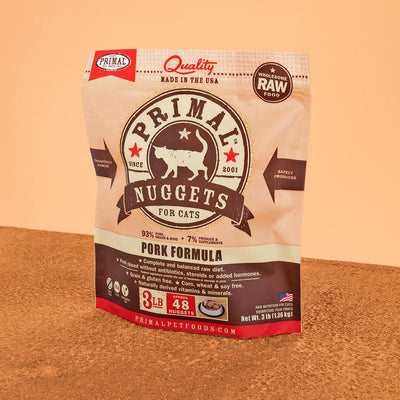 Primal Frozen Raw Nuggets Pork Cat Food, 3-lb Bag