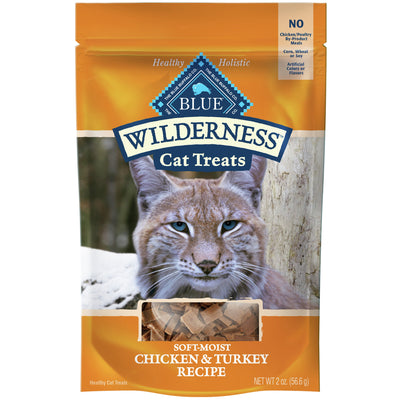 Blue Buffalo Wilderness Grain Free Soft-Moist Cat Treats, Chicken and Turkey Recipe 2-oz Bag